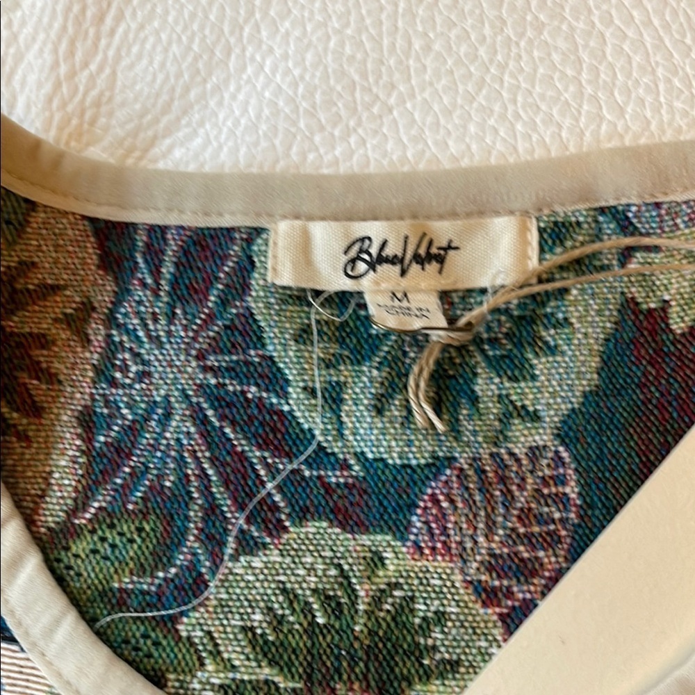 Blue Velvet Floral Crop Puff Sleeve Jacket - Picture 7 of 9